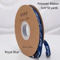 Nastro in poliestere blu reale da 1cm con stampa 'Just for you' per confezioni regalo - 40 Iarde/Pack / Blu zaffiro