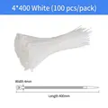 White self-locking nylon cable ties 4x400mm size 100 pieces per pack durable bundle - 4*400mm (100 Pieces/Pack)