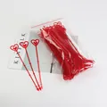Vibrant red heart-shaped plastic bouquet card holder clips displayed in bulk packaging. - 80 Pcs/Pack / 23cm / Red