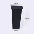 Robuster quadratischer schwarzer Kunststoff-Blumeneimer mit Maßen 18 cm oben, 35 cm hoch - Mittleres Quadrat / Schwarz