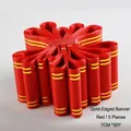 Red ceremonial banner ribbon with gold border, 5 pieces pack, 7cm x 50 yards size - Set of 5 / 7cm / Red Gold Edge