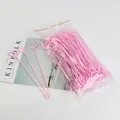 Bulk pack of pink heart-shaped plastic flower card holder picks for florist bouquets - 80 Pcs/Pack / 23cm / Pink