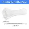 White self-locking nylon cable ties 4x450mm 100pcs pack for cable management - 4*450mm (100 Pieces/Pack)