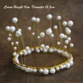 Elegant gold wire bridal crown adorned with white faux pearls, 11cm height, diameter 12.5cm - White Pearl Crown (146)
