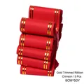 Red ribbon with gold edges 8cm x 50 yards for flower shop opening celebration - Set of 5 / 8cm / Red Gold Edge