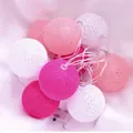 Weiche Wattebausch-Lichterkette in Rosa und Weiß für die festliche Raumdekoration - Mehrfarbig Ohne Stange / 10 Stück/Packung