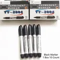 Pack of 10 black permanent markers with quick-drying ink and fine bullet tips - Black Pen 1 Box (YY-2004) / 10 Pcs/Set