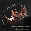 Elegant large queen crown featuring black gemstones, 12.5cm diameter and 6.5cm height - Black Gemstone Queen Crown (105) / L