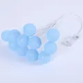Hellblaue 11-Ball Baumwoll-Lichterkette für festliche Feiertags- und Partydekoration - Blau