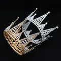 Elegant bridal tiara crowns in gold and silver finish with pearls and rhinestones for weddings - Triangular Silver Crown (209)
