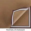 Macchiato brown waterproof floral wrapping paper with decorative photo frame border design - 20 Pcs/Pack / Macchiato