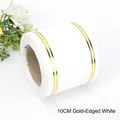 Elegant weißes Satinband mit goldenen Kanten 10CM breit für Blumengeschenkverpackung - 10cm x 50 Yards / Goldrand Weiß