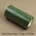 Premium green floral tape set containing twelve rolls for DIY flower stem wrapping - 12 Rolls Set / Green