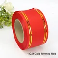 Premium 10cm red ribbon roll with elegant gold-edged detailing for floral crafts - 10cm x 50 Yards / Black with Gold Edge