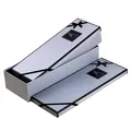 Elegant rectangular blue flower gift boxes with black ribbon bow and Love Rose logo. - Set of 2 / Gray