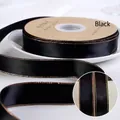 Ruban de satin en polyester noir de 2,5 cm avec bord doré pour emballage de fleurs - Taille 25 / Noir