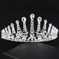 Elegant silver bridal tiara with floral rhinestone design for birthdays or weddings. - Large Water Drop Crown (284) - Silver