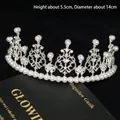 Elegant pearl and rhinestone bridal crown for birthday party celebrations - Semi-Circular Crown (H002) - Silver / S