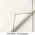 Minimalist pearl white flower wrapping paper with black border detail, 20 sheets pack. - 20 Pcs/Pack / Pearl White