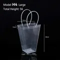 Large transparent trapezoidal flower gift bag with white handles, Model H4 - Trapezoidal Large (H4) / 10 Pieces Pack / Clear