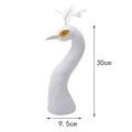 Decoración de cabeza de pavo real blanca para arreglos florales de boda - 30cm - 30cmx9.5cm / Blanco puro