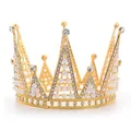 Elegant gold wedding crown with pearls and rhinestones for bridal hair accessory - Triangular Gold Crown (209)
