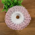 Elegant pink lace hand bouquet holder collar for wedding floral arrangement decor - 1 Piece / Pink Scalloped
