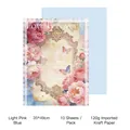 Papel kraft vintage 120g con flores y encaje para ramos de flores muy románticos - Juego de 10 hojas / Azul Pálido