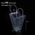 Extra large transparent trapezoidal flower gift bag with white handles, H5 model - Trapezoidal XL (H5) / 10 Pieces Pack / Clear