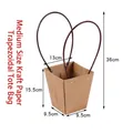 Premium medium size waterproof trapezoidal Kraft paper flower packaging bag with long handles - Trapezoidal Medium (T0) / 10 Pieces Pack / Kraft Paper Color