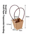 Small kraft paper trapezoidal flower carrier bag with long handles for bouquets - Trapezoidal Small (T1) / 10 Pieces Pack / Kraft Paper Color