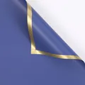 Deep royal blue floral wrapping paper with elegant gold border, waterproof material. - 20 Sheets/Pack (58x58cm) / Blue Gold