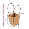Large trapezoidal kraft paper flower bag with long handles for elegant gift packaging - Trapezoidal Large (T2) / 10 Pieces Pack / Kraft Paper Color