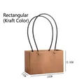 Premium rectangular kraft paper flower gift bag with elegant long black handles - Rectangular (C9) / 10 Pieces Pack / Kraft Paper Color