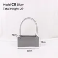 Premium silver waterproof kraft paper flower packaging bag with long metal handles - Square (C8) / 10 Pieces Pack / Silver