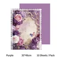 Papel de regalo kraft floral morado 35x49cm para ramos de flores de San Valentín - Juego de 10 hojas / Púrpura
