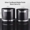 Set di 2 scatole per fiori tonde nero opaco con motivo a rombi argento e stampa "One Love" - Set da 2 pezzi (Grande + Piccolo) / Nero Abbagliante