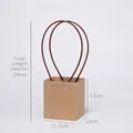 Brown kraft paper flower bag with long handles for Mother's Day floral gift packaging - Square (Z2) / 10 Pieces Pack / Kraft Paper Color