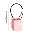 Elegant pink waterproof kraft paper flower gift bag with long handles for bouquets - Square (Z2) / 10 Pieces Pack / Pink
