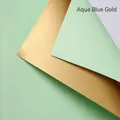 Double-sided waterproof aqua green and metallic gold floral gift wrapping paper sheet - Aqua Green + Gold