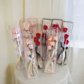 Boîte d'emballage transparente holographique pour rose unique, cadeau floral de Saint Valentin - Style Rond à Bord Blanc / 50x10cm / Paquet de 5 Pièces