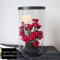 Large cylindrical transparent PVC flower packaging box with black lid and base 30x45cm - L / Black