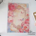 Papel de regalo floral romántico con encaje y rosas, 48x36cm, 5 hojas por paquete - Pack de 5 / Azul