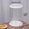 Transparent cylindrical cake and flower packaging box, diameter 26cm and height 38cm - S / White