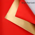 Premium double-sided waterproof wrapping paper for bouquets in bright red and gold colors - 55x53cm (20 Pieces/Pack) / Gilded Bright Red & Gold