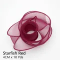 Wavy edged burgundy chiffon ribbon for gift wrapping and floral arrangements 4cm wide - 4.0CM*10 Yards / Starfish Red