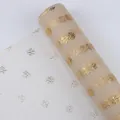 Tissu en tulle bronzant à pois dorés et argentés pour emballage de fleurs de luxe - 50cm*4.57m / Couleur Thé au Lait