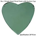 Heart-shaped green floral foam block with suction cup for wedding car decoration 36x41cm - Type 2 Single Heart with Mud (Suction Cup) / 36x41cm