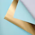 Premium waterproof double-sided floral wrapping paper in light blue and gold finish - Light Blue & Gold