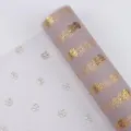 Tissu élégant en maille de tulle à pois dorés pour l'emballage de bouquets et de cadeaux - 50cm*4.57m / Taro